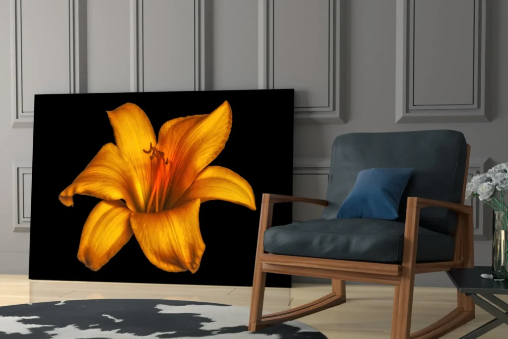 Bloemen Gele Lelie Glasschilderij