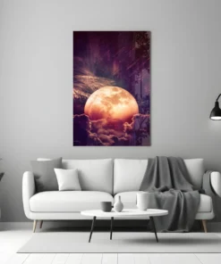 Volle maan Glasschilderij
