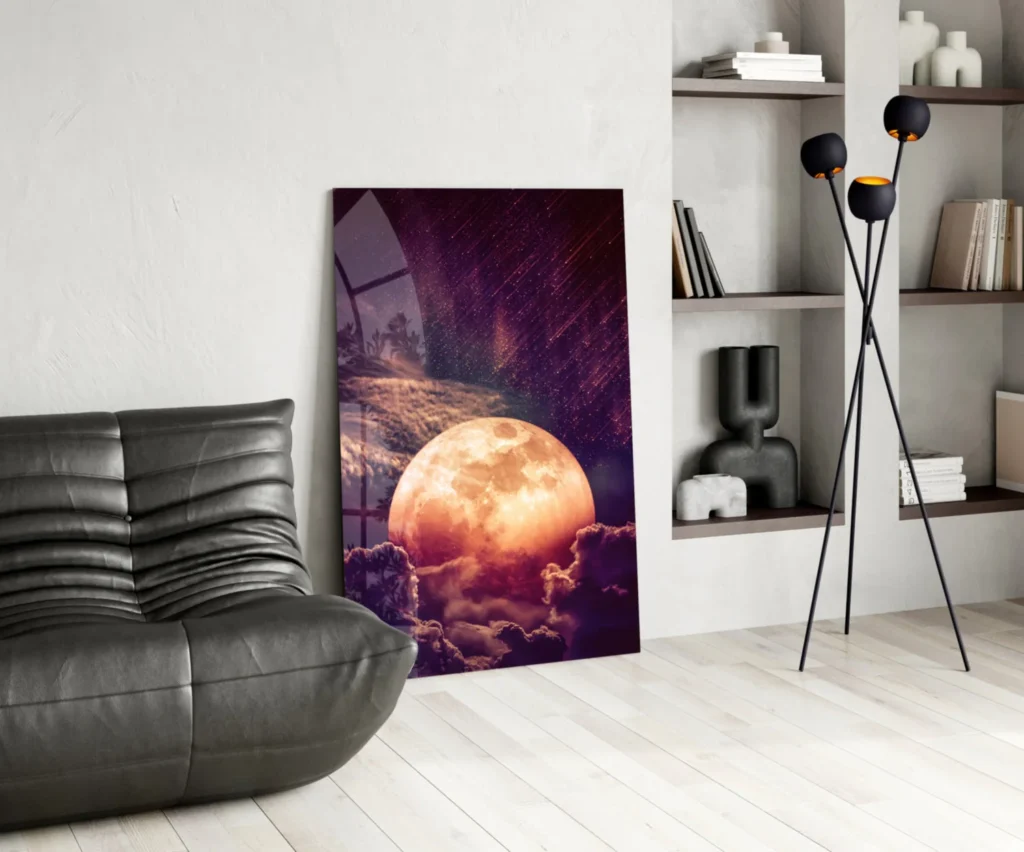 Volle maan Glasschilderij