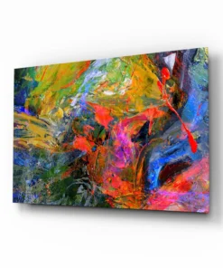 Abstract Geel Glasschilderij