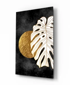 Glasschilderij Abstract Wit Goud
