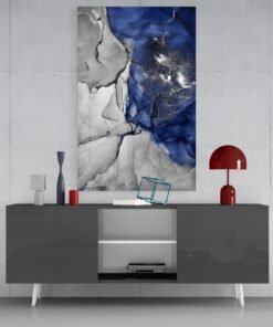Glasschilderij Blauw Grijs Marmer