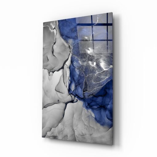 Glasschilderij | Blauw |  Grijs | Marmer