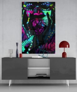 Glasschilderij Vrouw Neon Kleuren