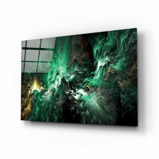 Groene explosie | Abstract | Glasschilderij