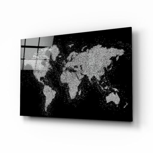 Wereldkaart | Grijs | Glasschilderij