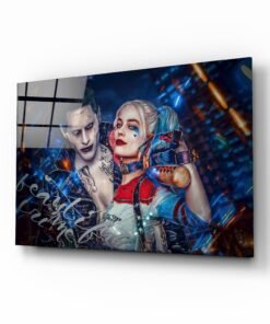 Harley Quinn en Joker | Glasschilderij