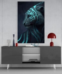 Neon Tijger Glasschilderij - Afbeelding 4