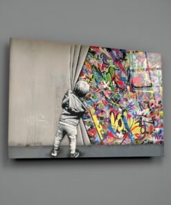 Alternative view of Glasschilderij Banksy Graffiti