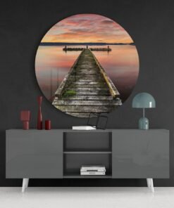 Oude houten pier Glasschilderij