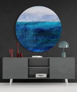 Abstract Blauw Glasschilderij