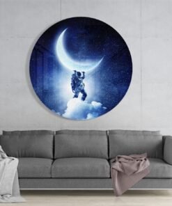 Alternative view of Halve maan Astronaut Glasschilderij