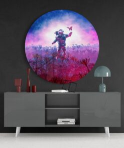 Astronaut en Vlinder Glasschilderij - Afbeelding 4