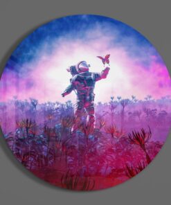 Astronaut en Vlinder Glasschilderij - Afbeelding 3