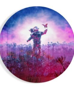 Astronaut en Vlinder Glasschilderij