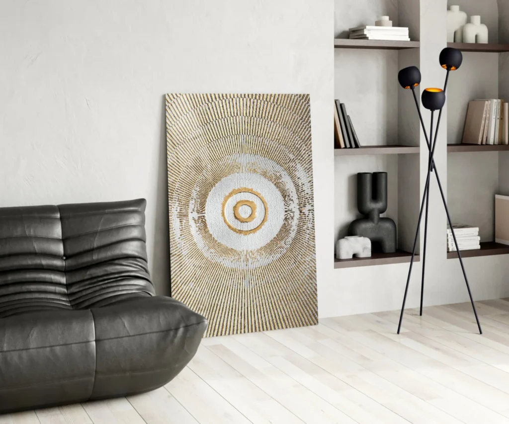 Glasschilderij Abstract Wit Goud