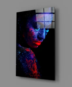 Kleurrijke vrouw portret Glasschilderij