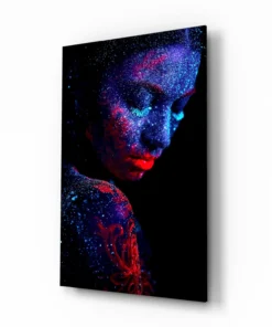 Kleurrijke vrouw portret Glasschilderij