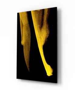 Abstracte Geel Zwart Glasschilderij