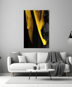 Abstracte Geel Zwart Glasschilderij