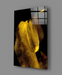 Abstracte Geel Zwart Glasschilderij