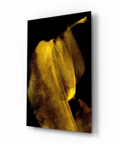 Abstracte Geel Zwart Glasschilderij