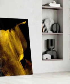 Abstracte Geel Zwart Glasschilderij