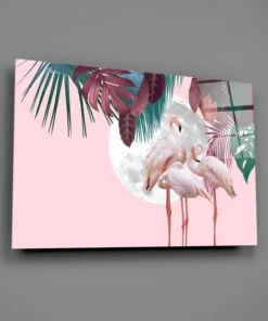 Flamingo's Glasschilderij