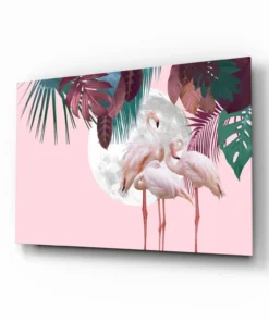 Flamingo's Glasschilderij