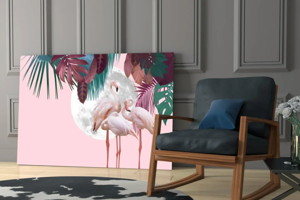 Flamingo's Glasschilderij