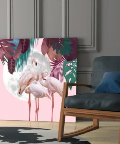 Flamingo's Glasschilderij