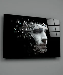 Digitaal menselijk gezicht Glasschilderij