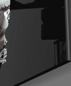 Digitaal menselijk gezicht Glasschilderij