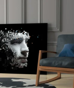 Digitaal menselijk gezicht Glasschilderij