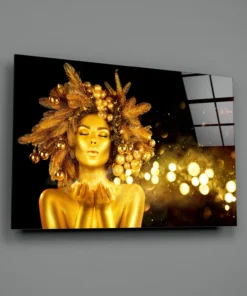 Gouden Vrouw Glasschilderij