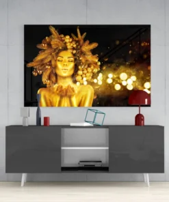 Gouden Vrouw Glasschilderij