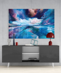 Glasschilderij Abstract Blauw Wit