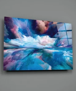 Glasschilderij Abstract Blauw Wit