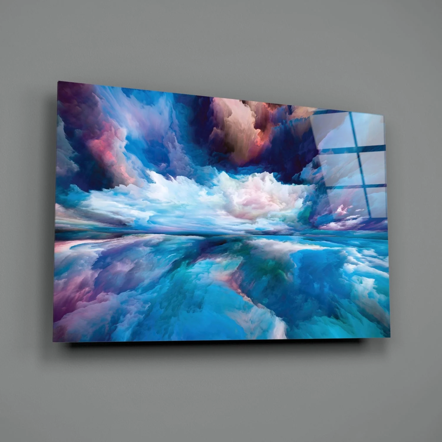 Glasschilderij Abstract Blauw Wit