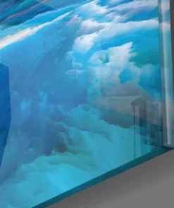 Glasschilderij Abstract Blauw Wit