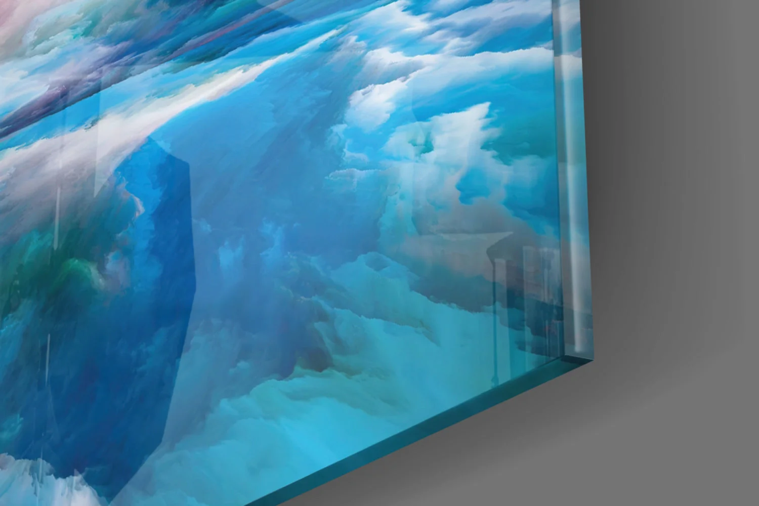 Glasschilderij Abstract Blauw Wit