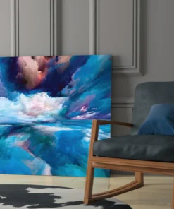 Glasschilderij Abstract Blauw Wit