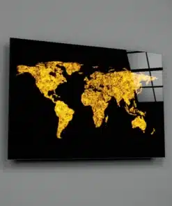 Glasschilderij Wereldkaart Goud