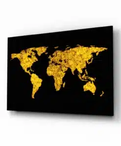 Glasschilderij Wereldkaart Goud
