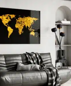 Glasschilderij Wereldkaart Goud