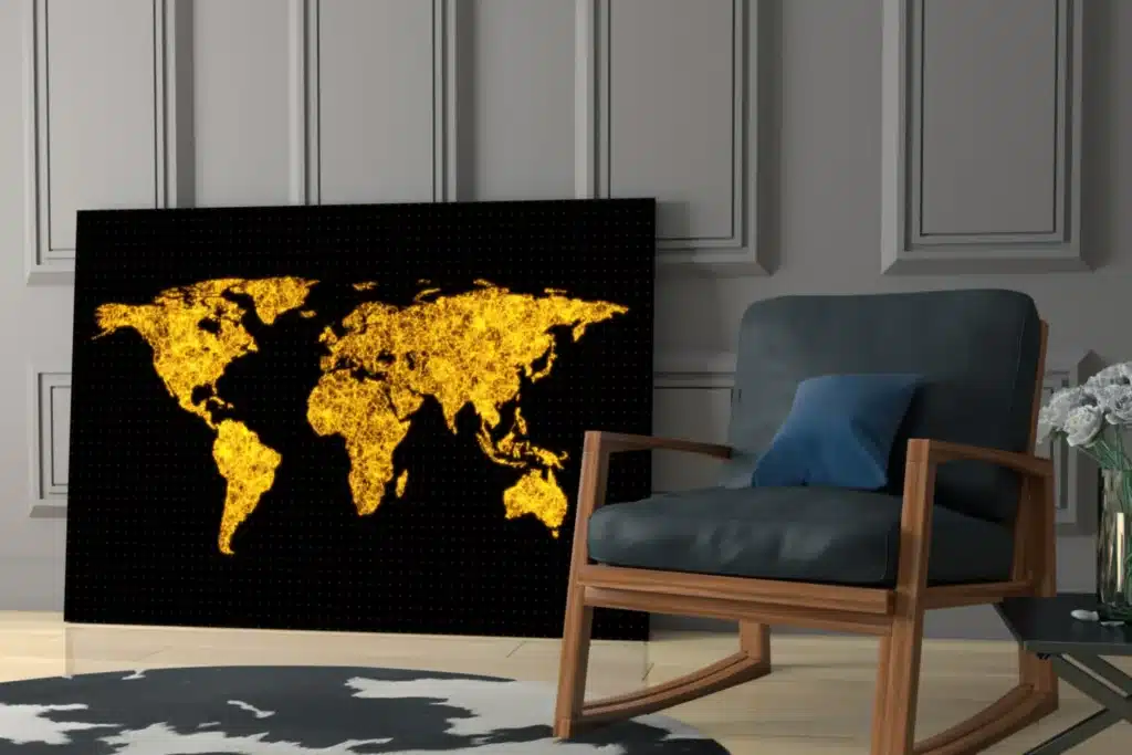 Glasschilderij Wereldkaart Goud