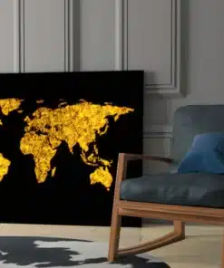 Glasschilderij Wereldkaart Goud
