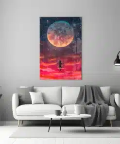Glasschilderij Vrijheid Volle Maan Schommel