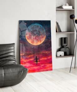 Glasschilderij Vrijheid Volle Maan Schommel