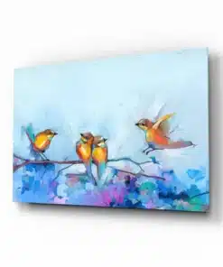 Glasschilderij Gele vogels